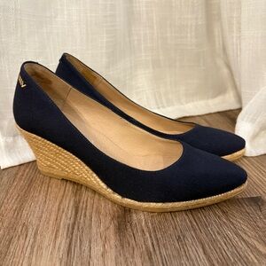 Viscata Barcelona Size 39/ 8 Marquesa Canvas Espadrille Wedge Heels Navy Resort